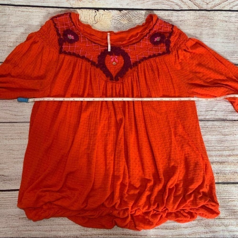Free People Boho Begonia Red Embroidered Top - Picture 11 of 16
